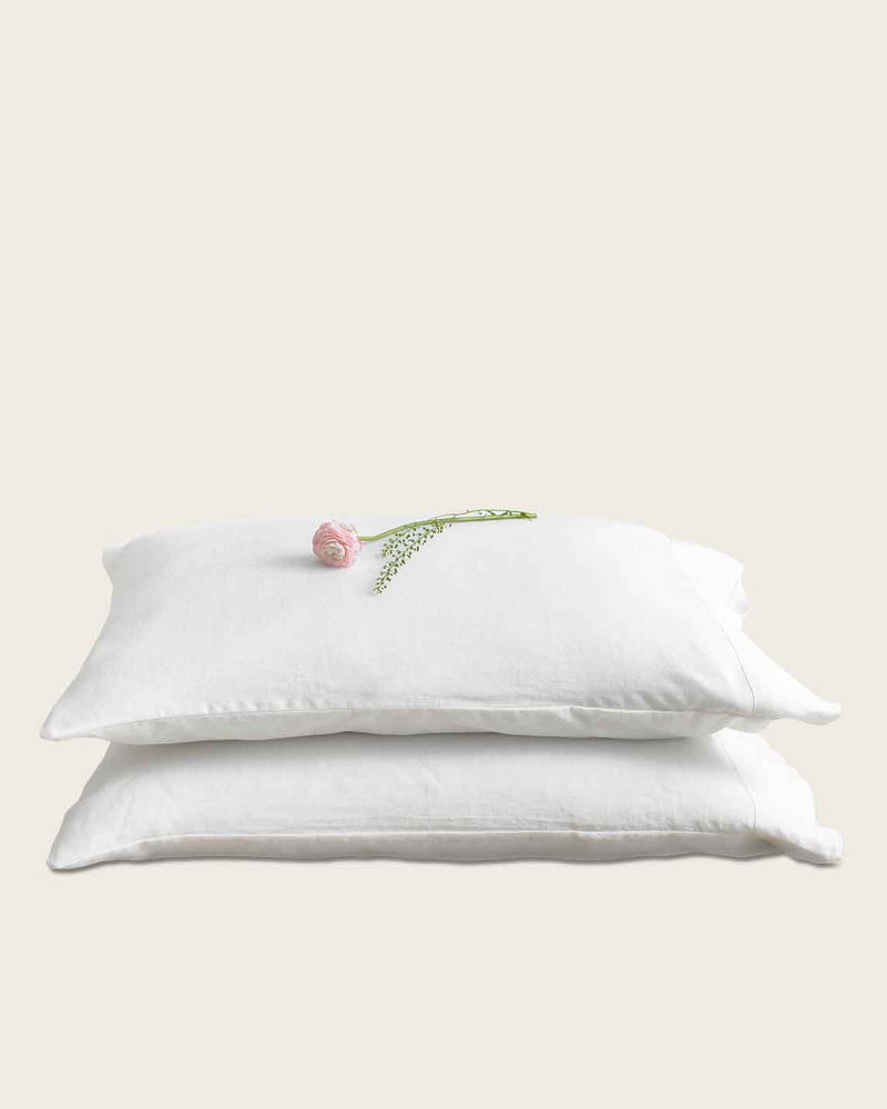 Baloo Living Standard / White Stonewashed Linen Pillowcases