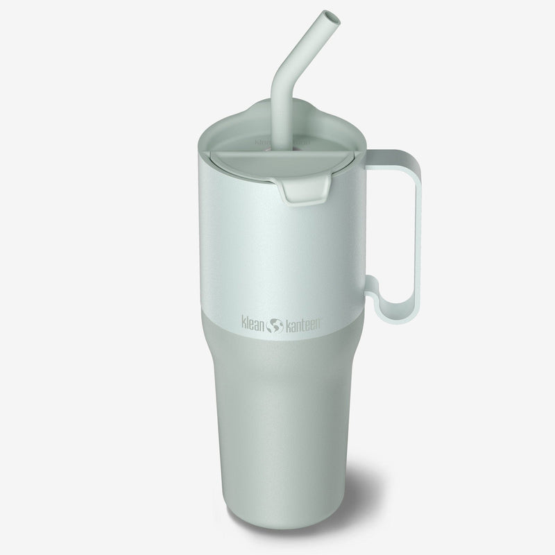 Klean Kanteen Barely Blue 36oz Rise Insulated Tumbler with Handle & Straw Lid