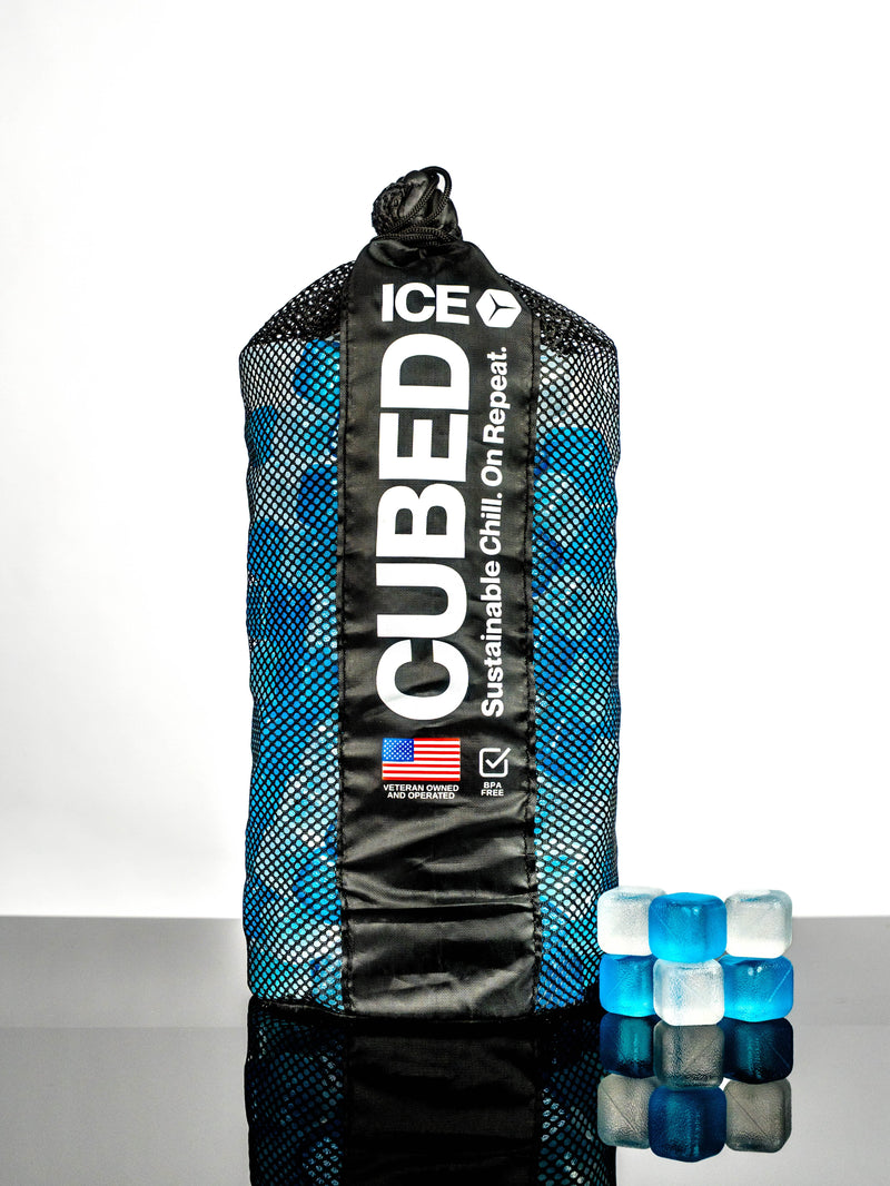 CUBED ICE Reusable Ice Cubes in Blue & Clear (10 lb Bag) | Food-Safe & Non-Melting