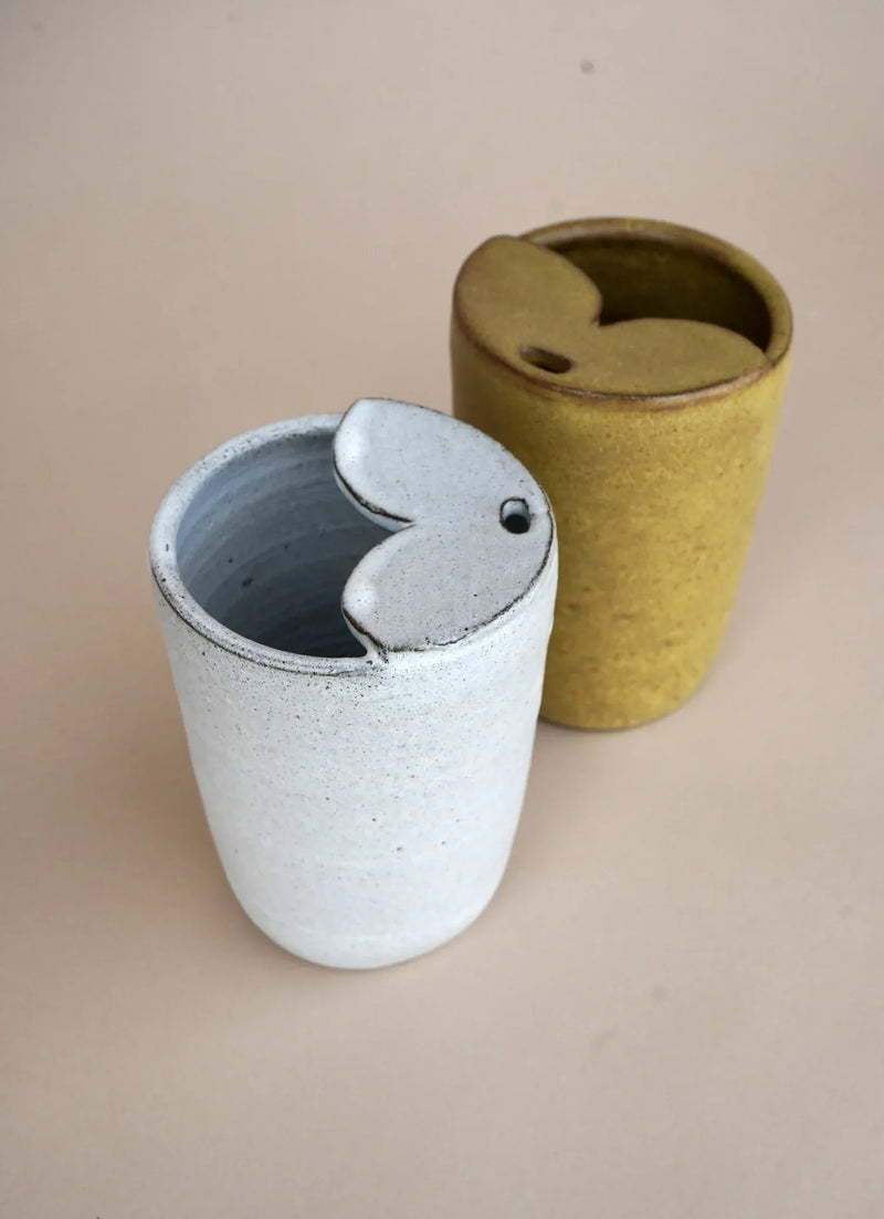 Earth and Element Linen Handmade Ceramic Petal Travel Cup - 12oz