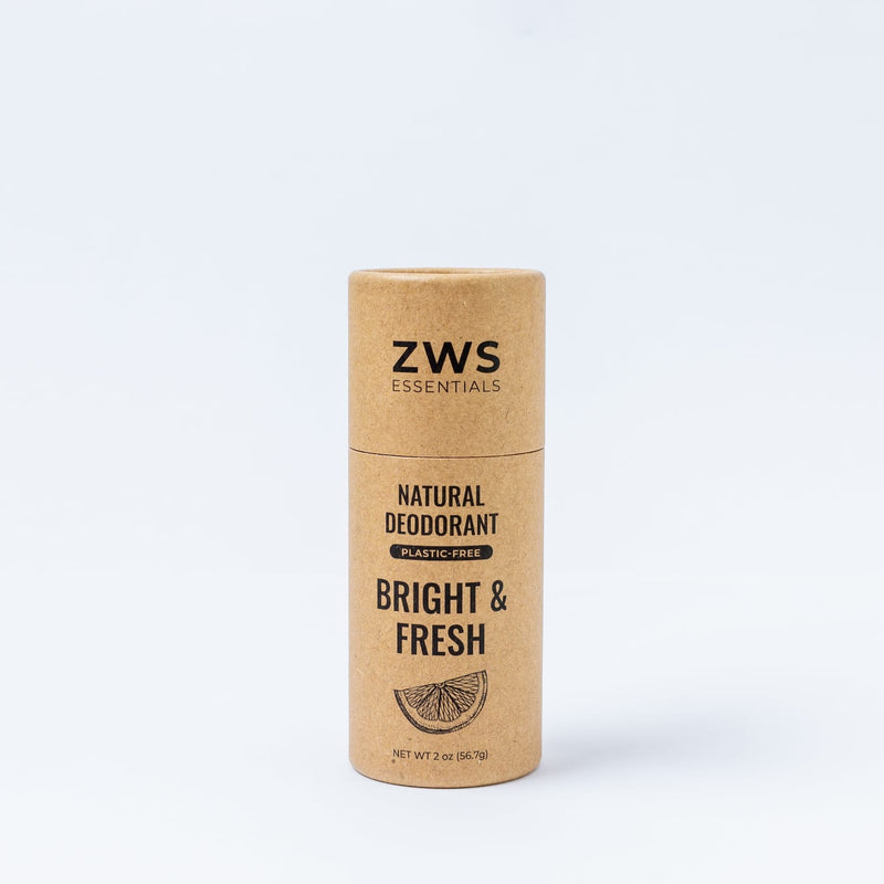 ZWS Essentials Bright & Fresh Natural Deodorant- ZWS Essentials, Aluminum-Free, Plastic-Free, 2.6 oz
