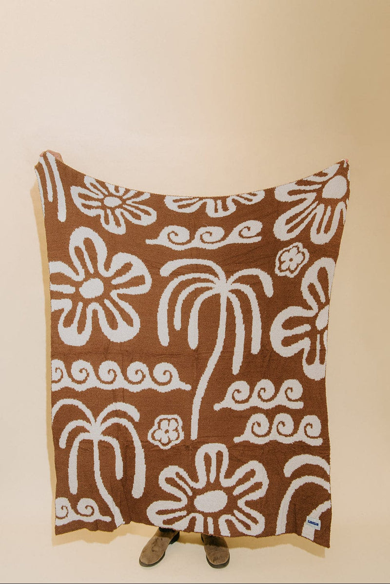 Sundream Hanalei Plush Throw - Mocha & Cream
