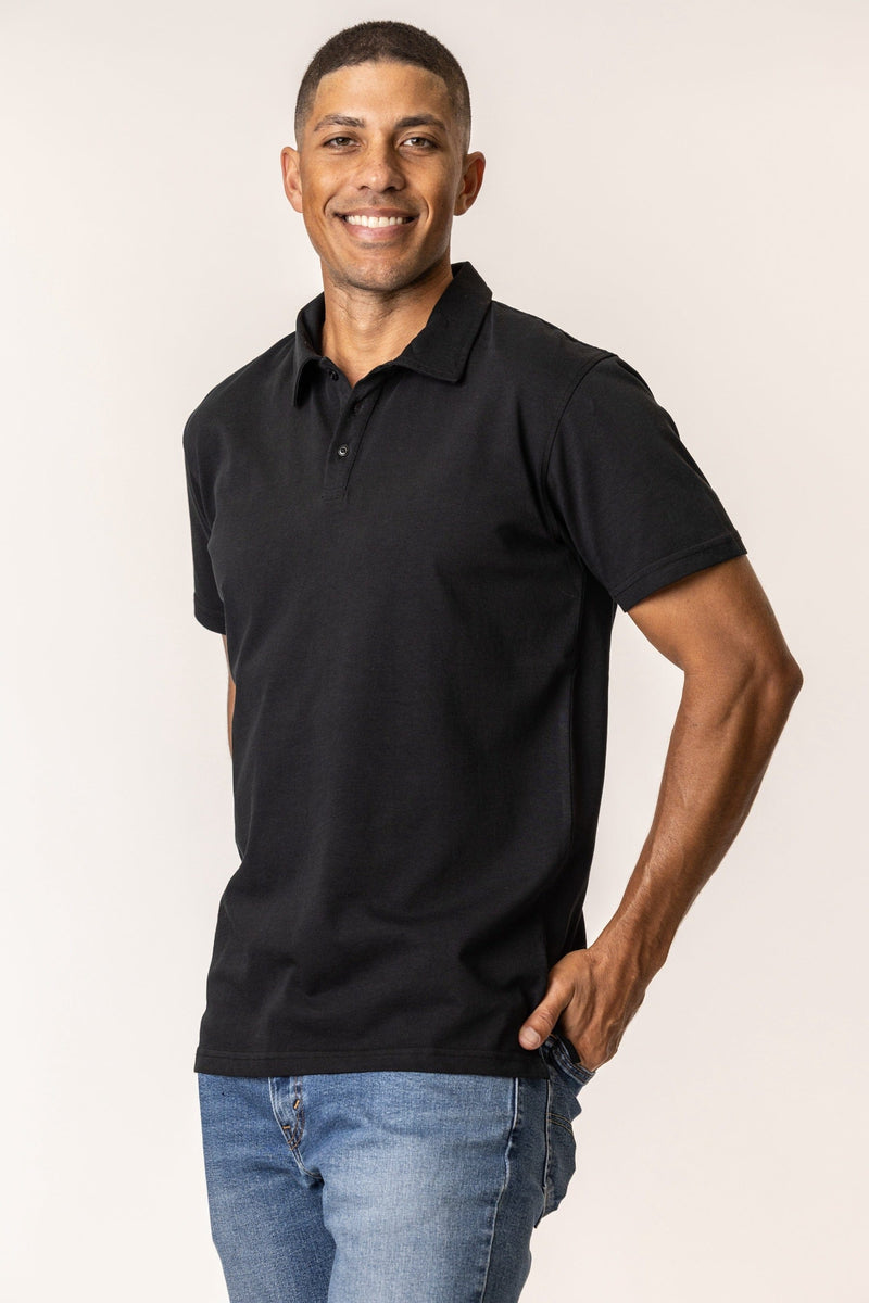 vottera Black / S Men's Organic Cotton Polo - Slim fit