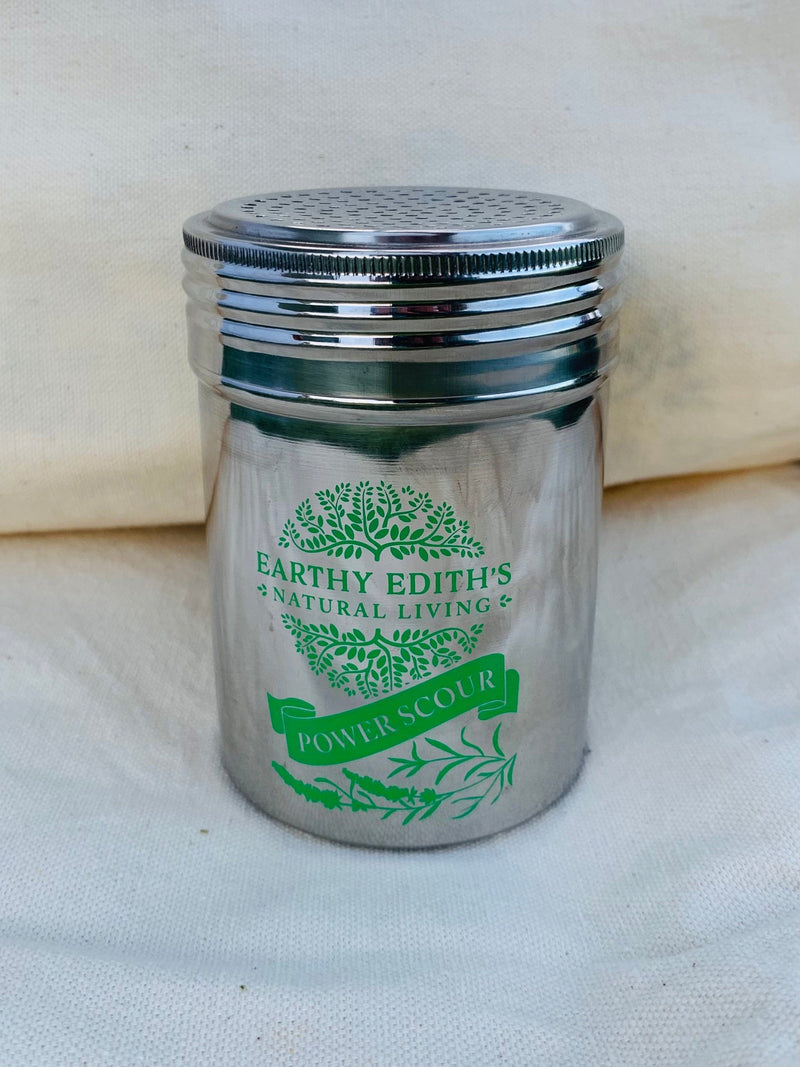 Earthy Edith's 10oz in Stainless steel shaker Power Scour Cleaner - Zero Waste Cleaner, Vegan, Essential Oils, All Natural