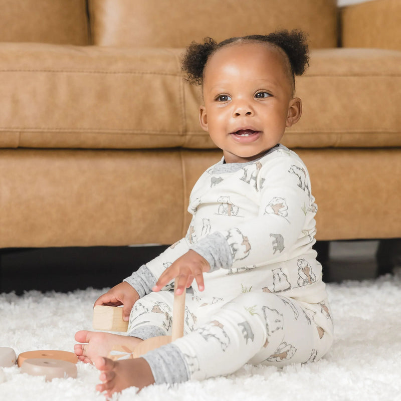 MeOMyEarth Bear Family 2-Piece Pajama Set – Eco-Friendly Infant & Toddler Sleepwear