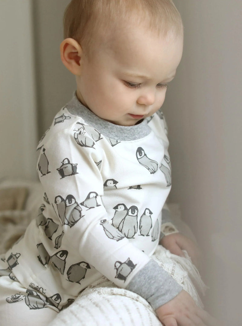 MeOMyEarth Penguin 2-Piece Pajama Set – Eco-Friendly Infant & Toddler Sleepwear