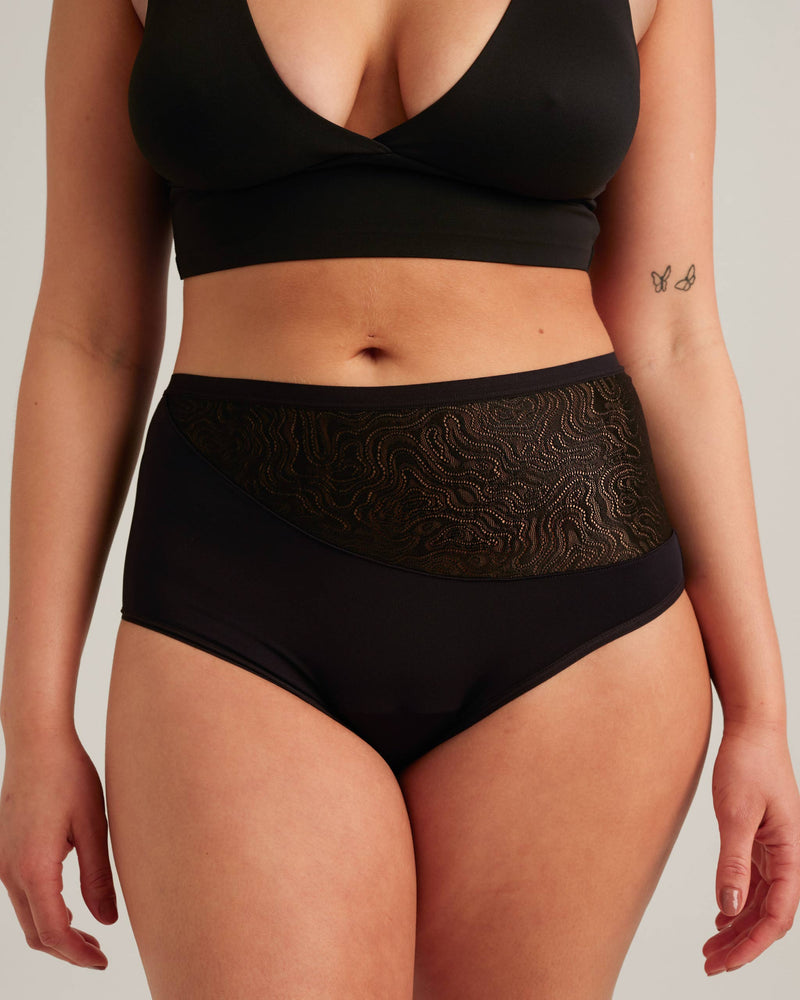 Saalt Heavy / XS / Volcanic Black Leakproof Lace High Waist