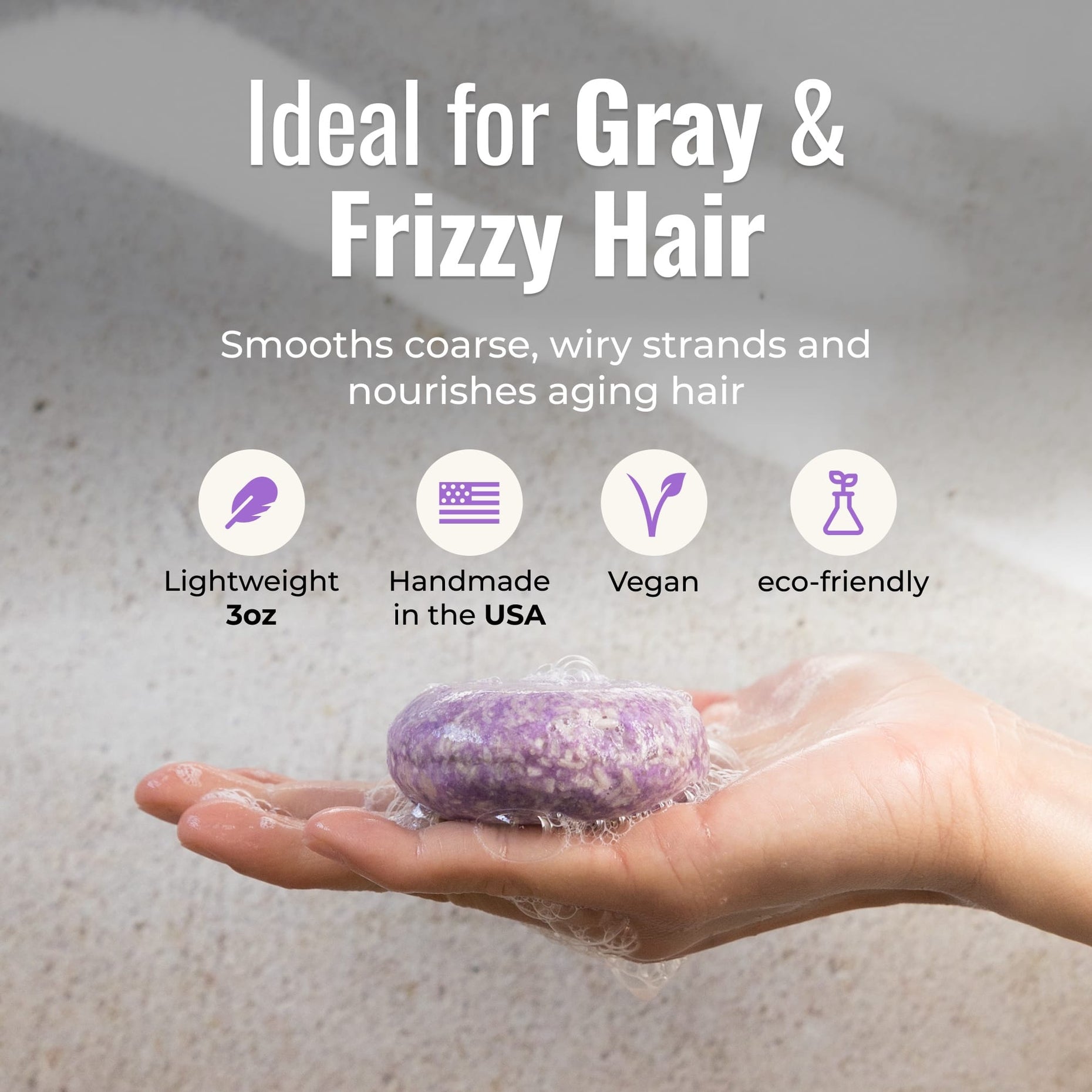 Oasis shampoo bar for gray and frizzy hair: smooths coarse, wiry strands and nourishes aging hair