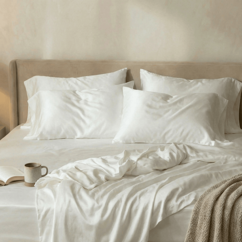 ettitude Standard / Cloud White Signature Sateen Pillowcase Set - 12 Color Options