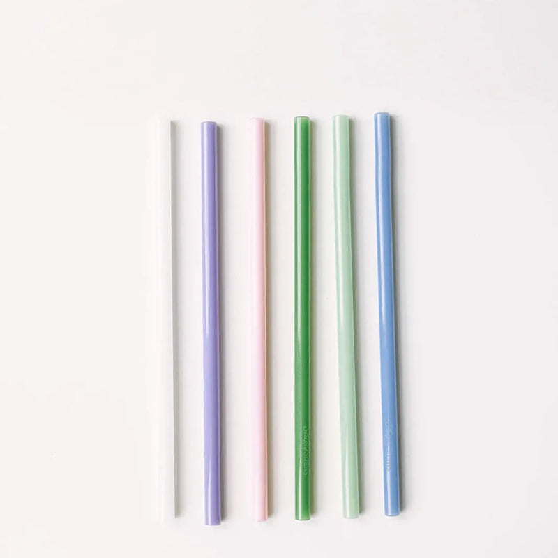 Simply Straws Classic 10" Glass Straw Set - Cote d'Azur