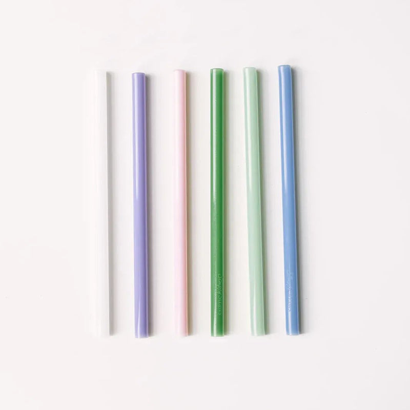 Simply Straws Classic 6" Glass Straw Set - Cote d'Azur