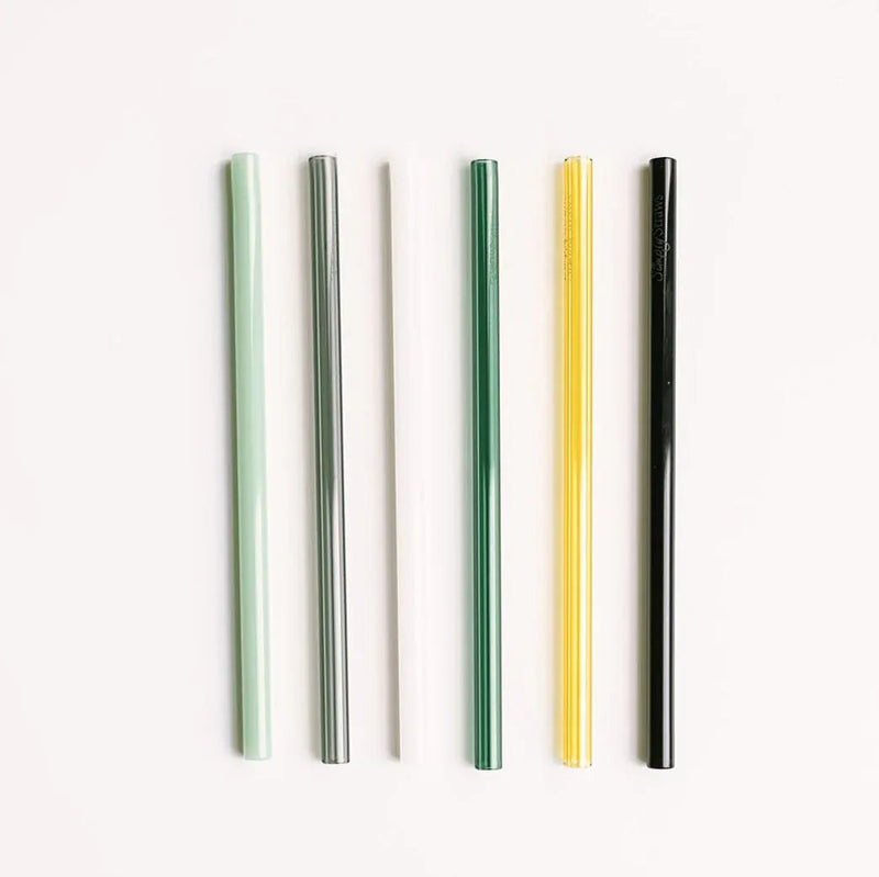 Simply Straws Classic 6" Glass Straw Set - Fjord Mist