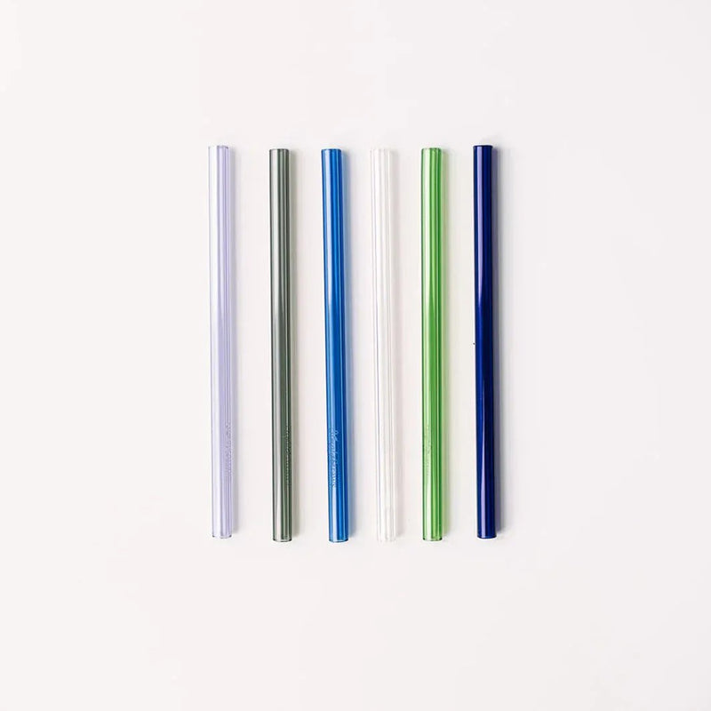 Simply Straws Classic 6" Glass Straw Set - Seaglass