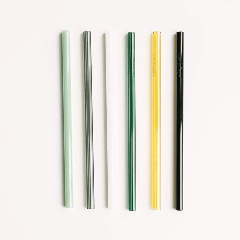 Simply Straws Classic 8" Glass Straw Set - Fjord Mist