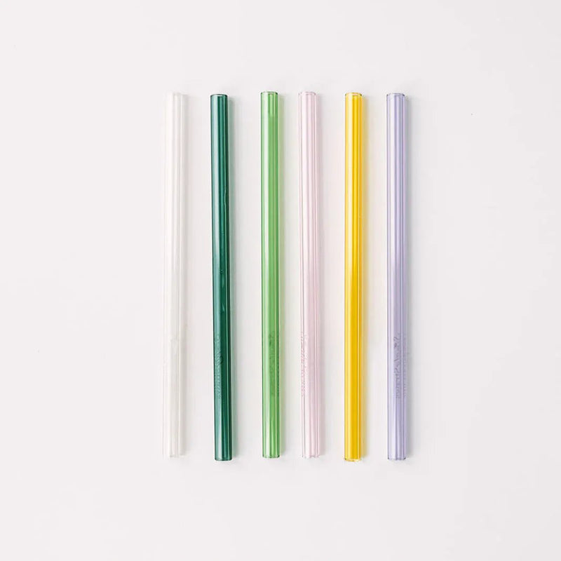 Simply Straws Skinny 6" Glass Cocktail Straw Set - Meadow