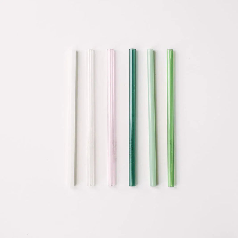 Simply Straws Skinny 6" Glass Cocktail Straw Set - Palm