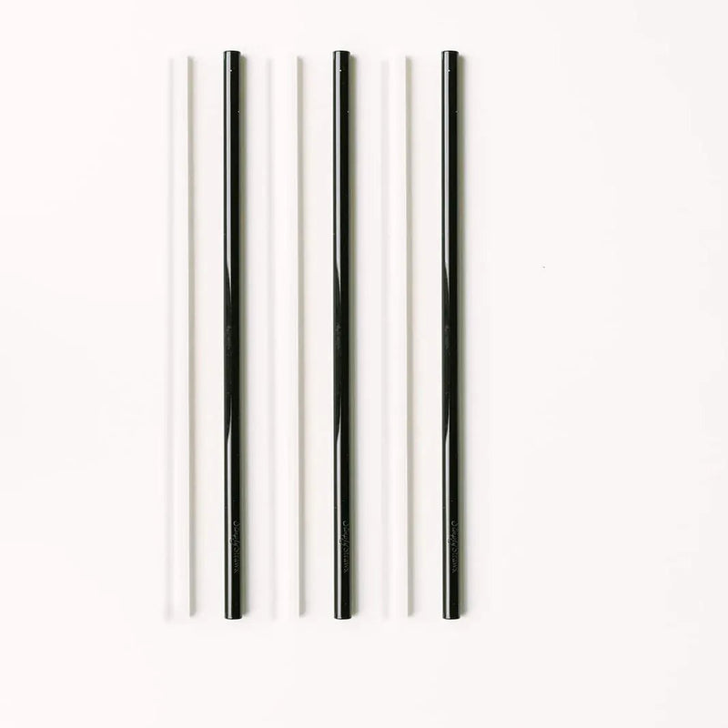 Simply Straws Tumbler 12" Glass Straw Set - Marble
