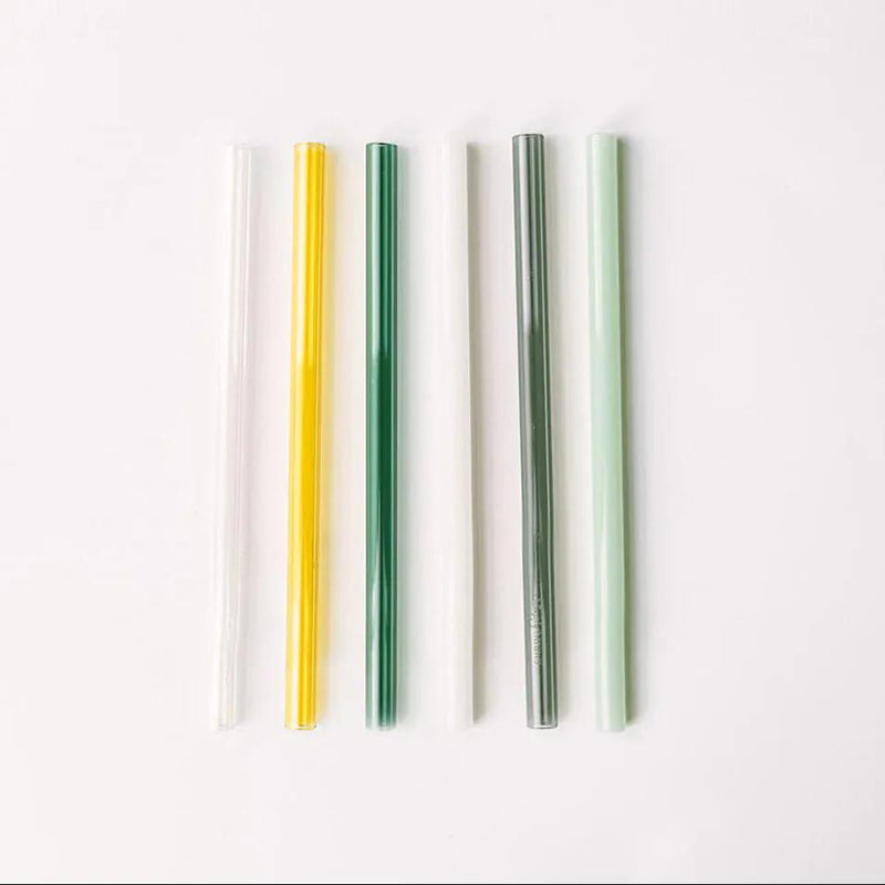 Simply Straws Wide 10" Glass Straw Set - Fjord Mist