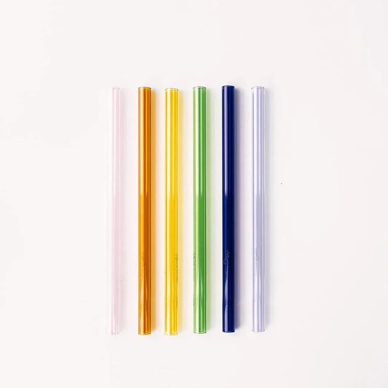 Simply Straws Wide 10" Glass Straw Set - Iridium
