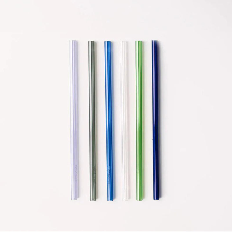 Simply Straws Wide 10" Glass Straw Set - Seaglass