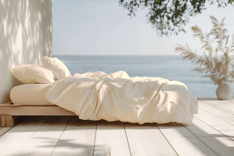 Sleep & Beyond King / Classic Ivory 100% Organic Cotton Percale Duvet Cover Set