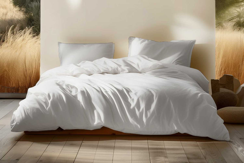 Sleep & Beyond Split Cal King / Crisp White 100% Organic Cotton Percale Sheet Set