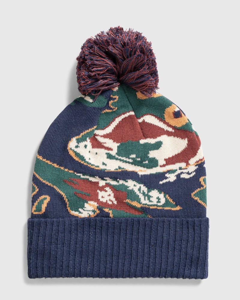 United By Blue Lakeside Camo Recycled Novelty Pom Beanie