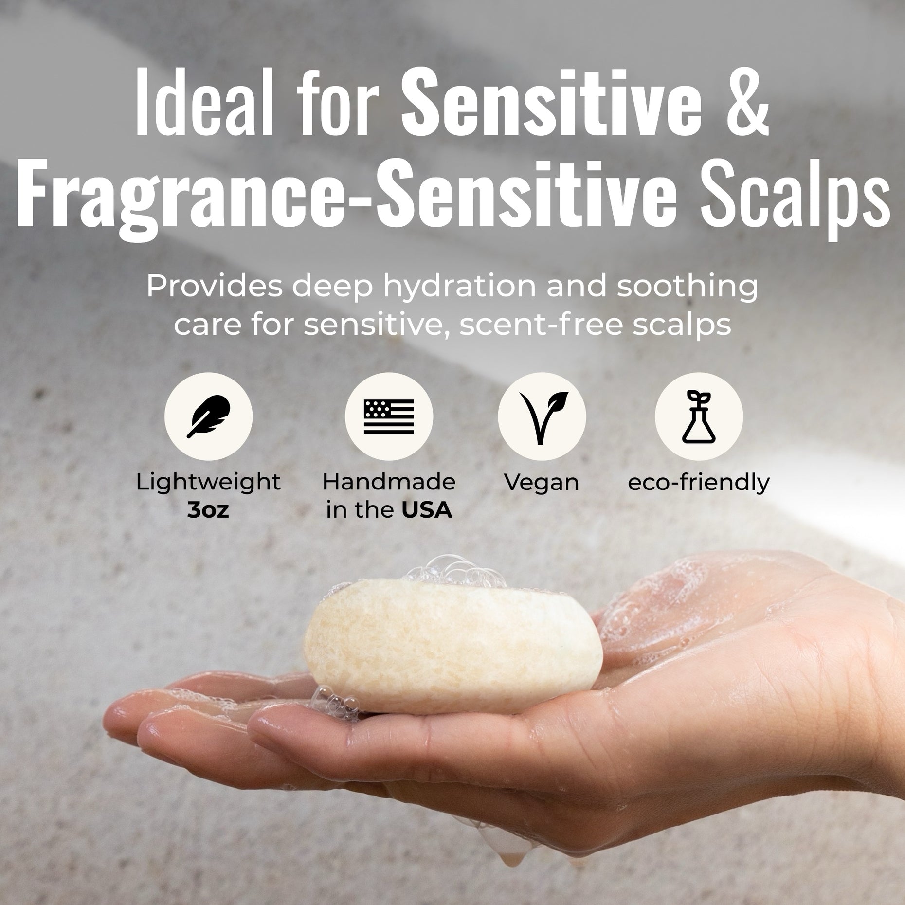 Simply Unscented shampoo bar for sensitive and fragrance-sensitive scalps: deep hydration and soothing, scent-free care