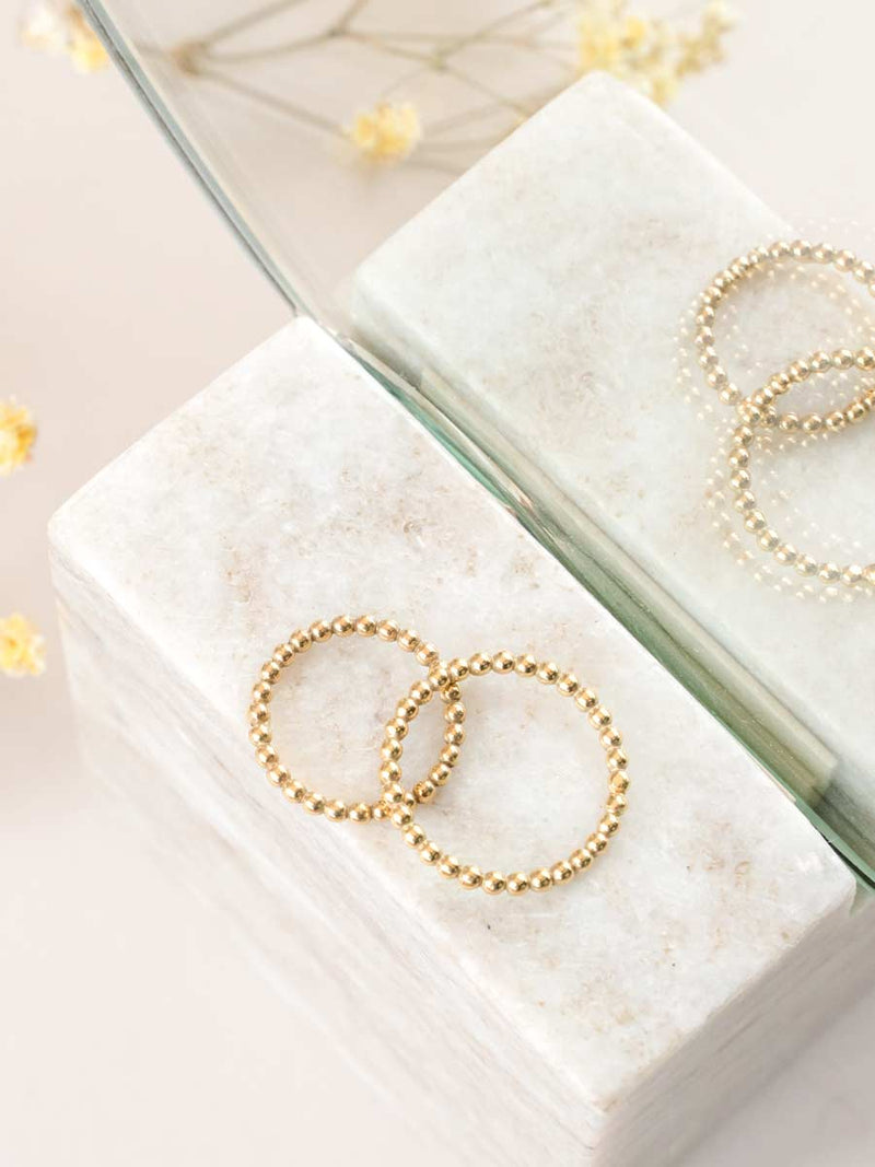 wellthy® Gold Vermeil / 3 Beaded Band Ring