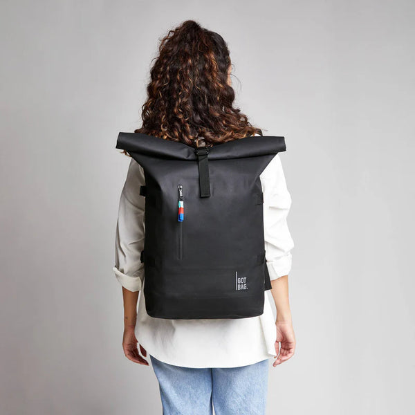 Rolltop Backpack Made of Ocean Plastic - Sustainable Travel Case, 100% Recycled Plastic, Water Resistant