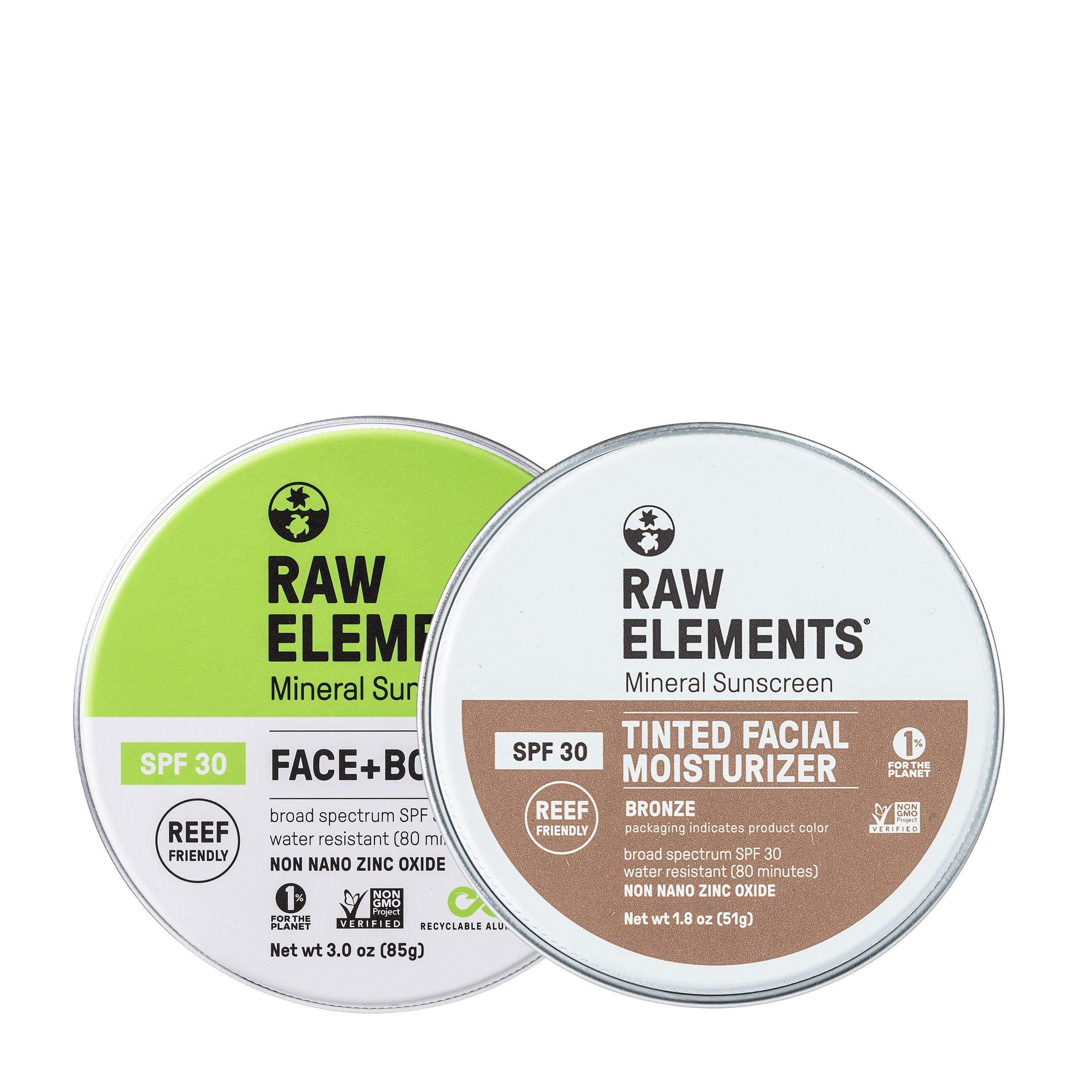 Plastic-Free Sunscreen Bundle SPF 30 | Face + Body Tin & Tinted