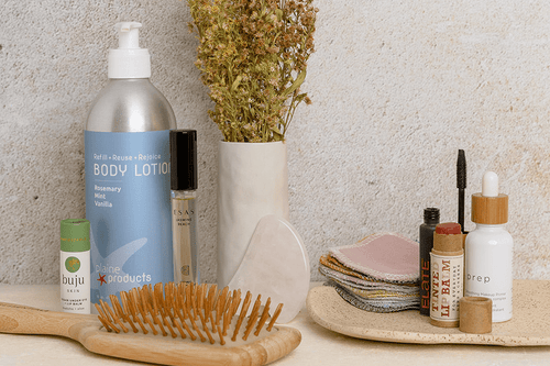 black cotton string bag with lemons