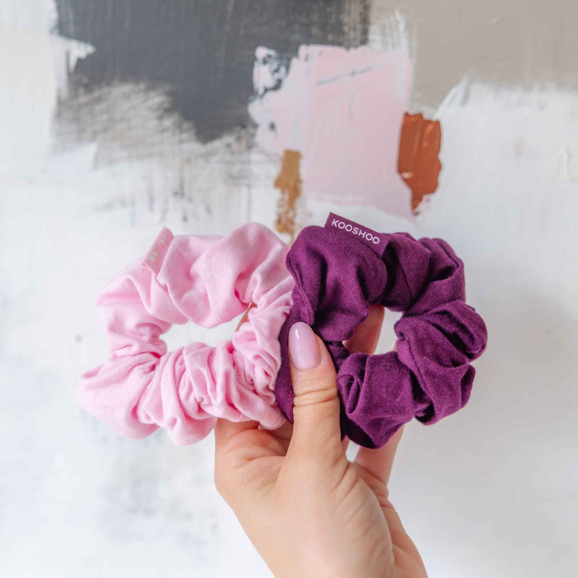Kooshoo Plastic Free Organic Scrunchies - Zero Waste Scrunchies, 100% Fair Trade, Organic Cotton, 2 Pack