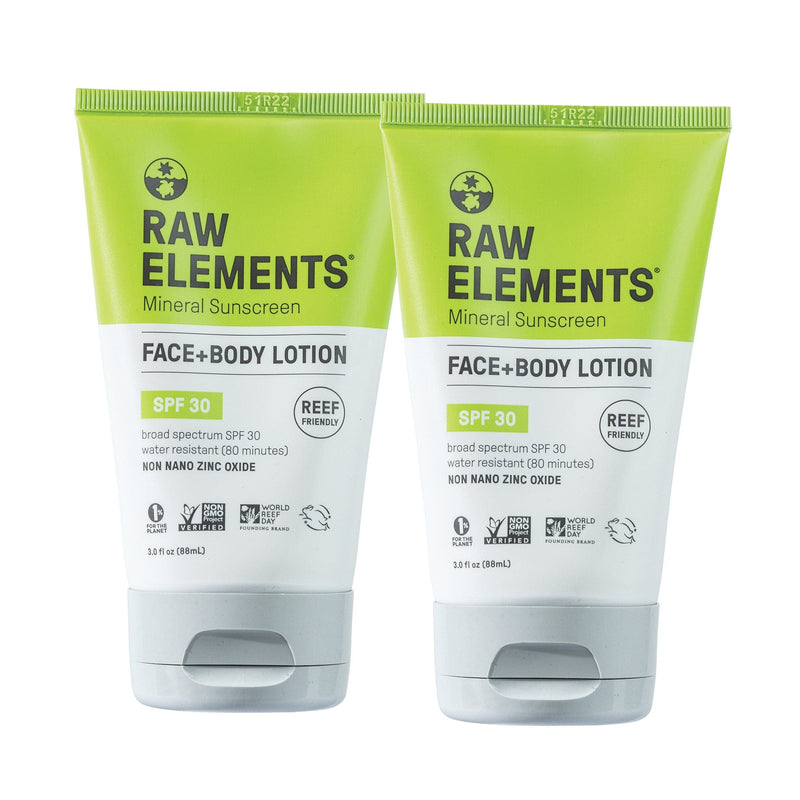 Raw Elements Face + Body Tube SPF 30 Bio-Resin Tube - 2 Pack