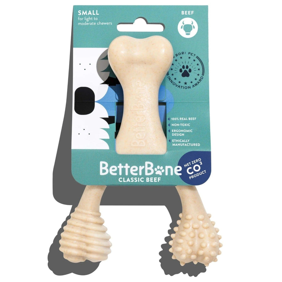 BetterBone Classic Beef - Small All Natural Dog Bone - Eco Friendly Dog Toy - Non-Splintering, Nylon Free