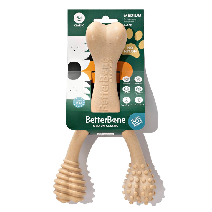 BetterBone Medium - Large All Natural Dog Bone - Eco Friendly Dog Toy - Non-Splintering, Nylon Free