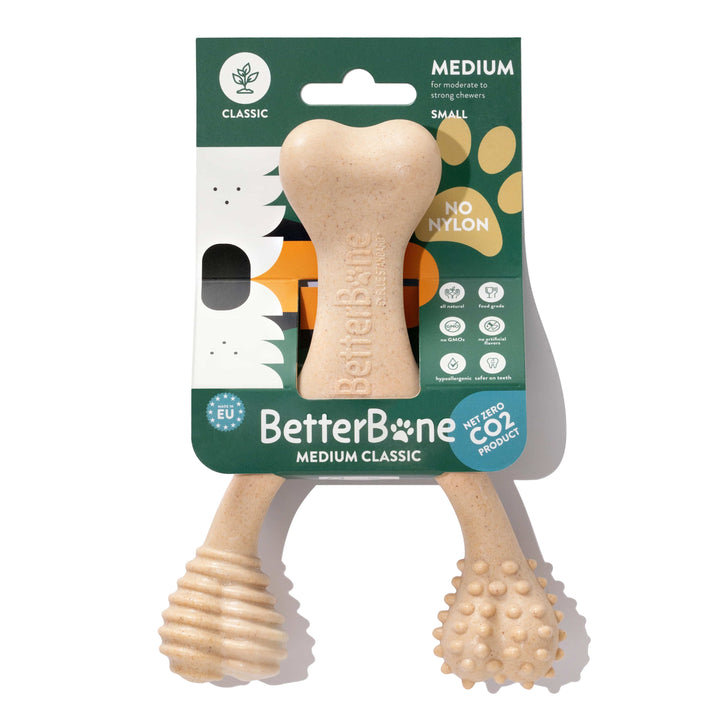 BetterBone Medium - Small All Natural Dog Bone - Eco Friendly Dog Toy - Non-Splintering, Nylon Free