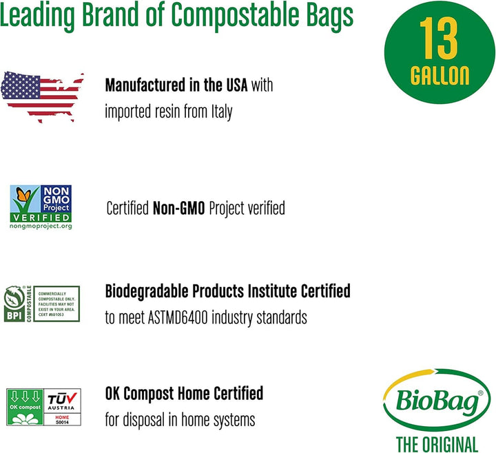 BioBag Biobag 13 Gallon Compostable Kitchen Bag - 48 pk