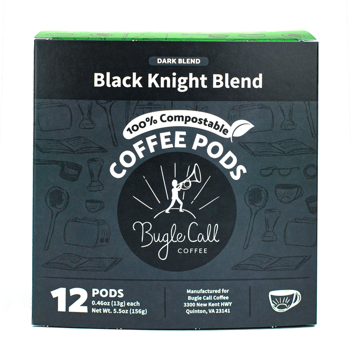 Bugle Call Coffee Black Knight / 12-Count Box Compostable Single Serve Coffee Pods
