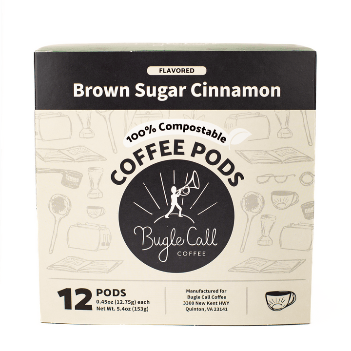Bugle Call Coffee Brown Sugar Cinnamon / 12-Count Box Compostable Single Serve Coffee Pods