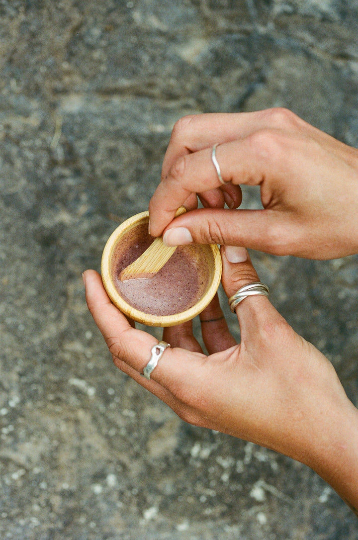 Circular Bodies With Bamboo Bowl Hibiscus Facial Grains - Plastic Free Face Scrub, Mask, & Cleanser, All Skin Types