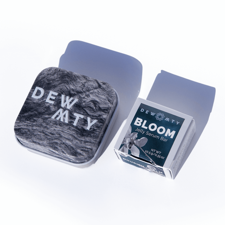 DEW MIGHTY Wood Container + BLOOM Dynamic Duo Skincare Set – Bloom Solid Jelly Serum & Moisturizer