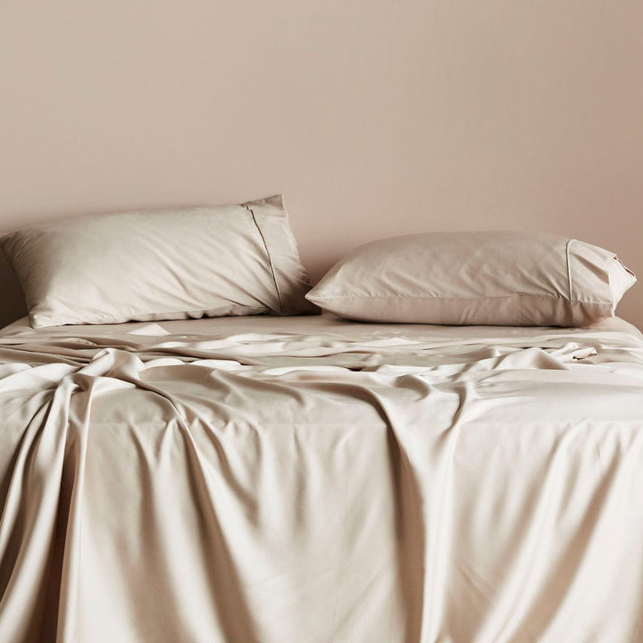 ettitude Sand / Full Signature Sateen Sheet Set