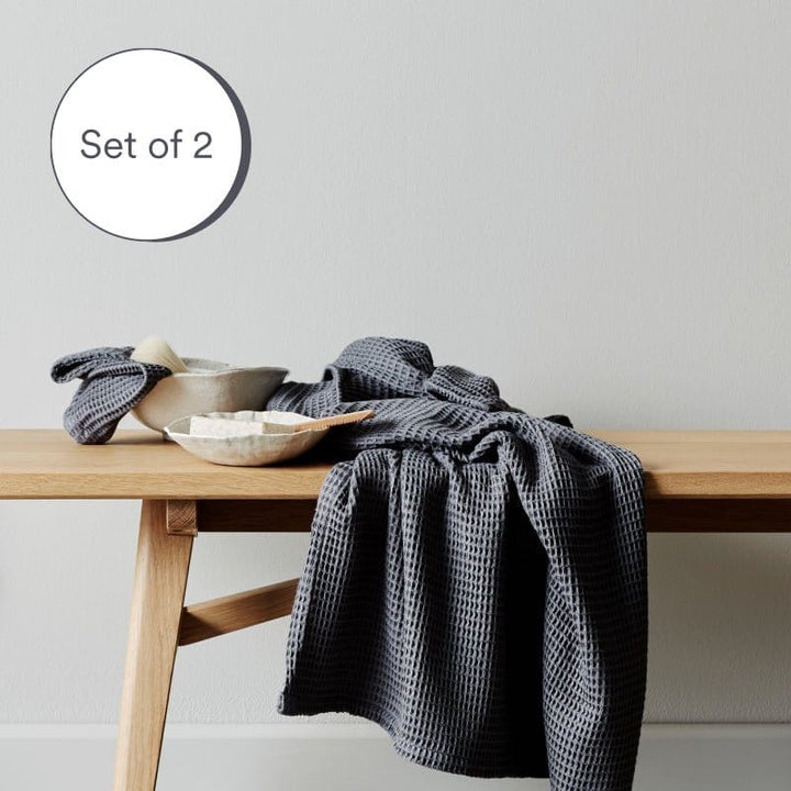 ettitude Slate / Face Washer Waffle Towels