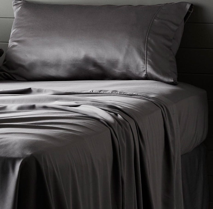 ettitude Slate / Twin Signature Sateen Fitted Sheet