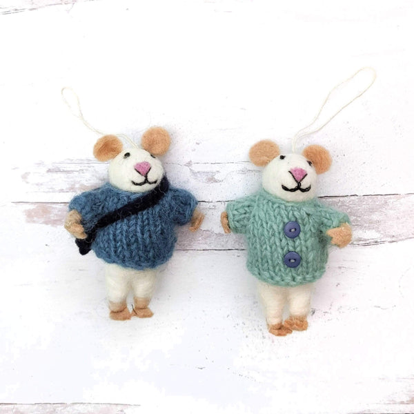 Friendsheep Bruno and Milo Mouse Eco Ornament - Set of 2