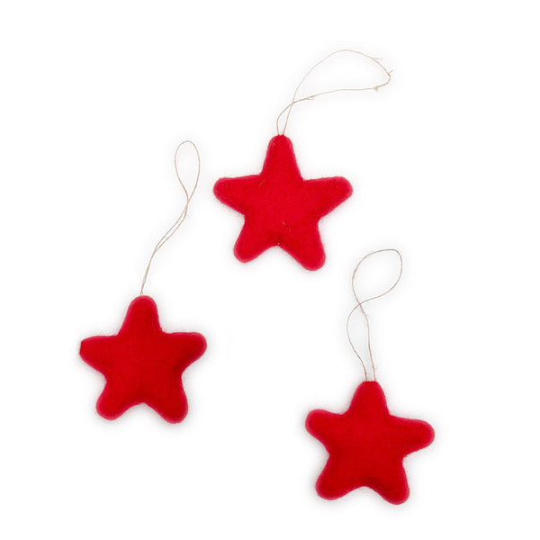 Friendsheep Jumbo Bright Stars Eco Ornaments - Set of 3 - RED