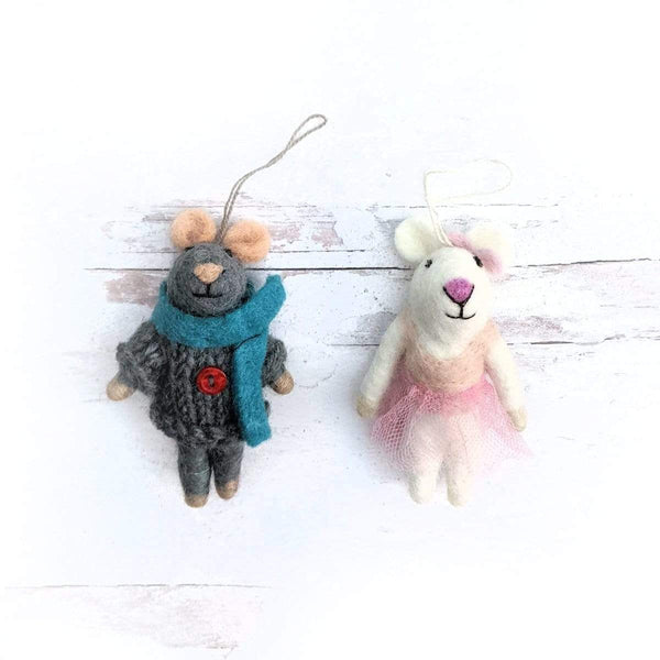 Friendsheep Lulu and Marty Mouse Eco Ornaments - Set of 2