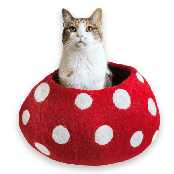 Friendsheep Mushroom Eco Kitty Cave - Red