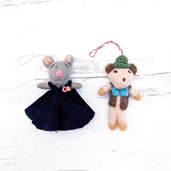 Friendsheep Nana and Billy Mouse Eco Ornaments - Set of 2